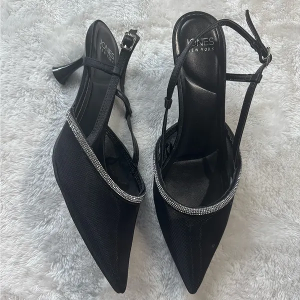 Jones New York Womens Lina Black Slingback Heels 8.5 Medium - Image 2