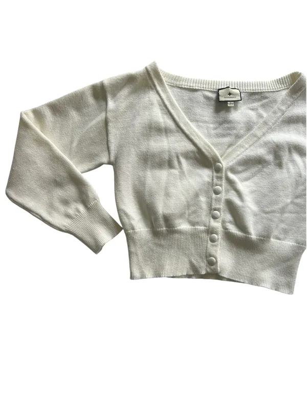 Tuckernuck Ivory Off the Shoulder Stevens Cardigan Sz S Minimalist Balletcore - Image 8