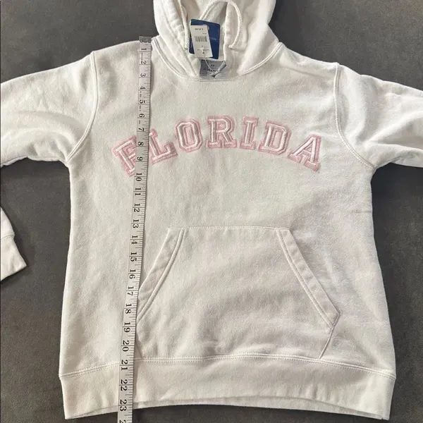 Women’s White Embroidered FLORIDA College Drawstring Hoodie Size S NEW - Image 6