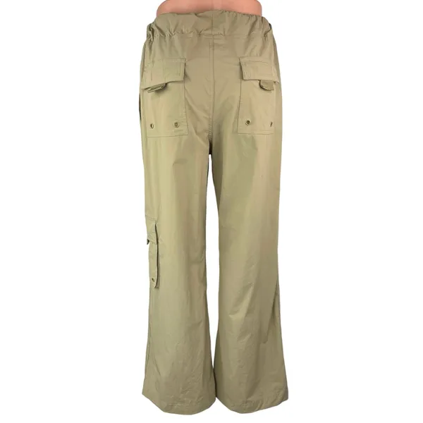 Mono B Women's Green Windbreaker Parachute Cargo Wide Leg Sweat Pants Size M - Image 3