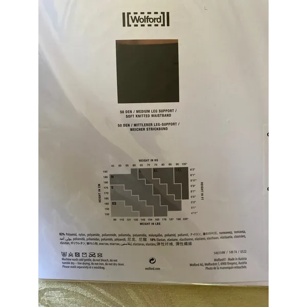 Wolford 50 Leg Support Tights Black Size L Opaque Compression Pantyhose NIB - Image 2