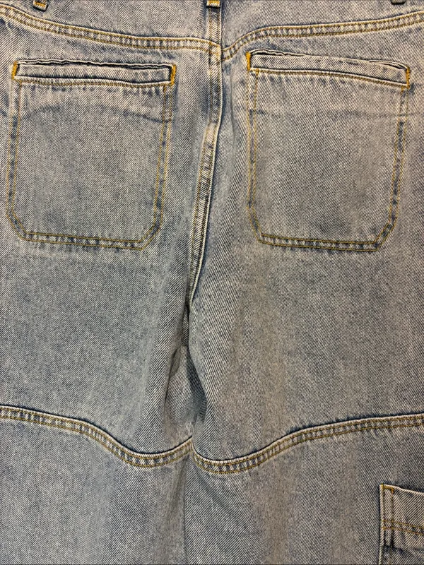 Avec Les Filles RIOU High Rise Wide Leg Cargo Jeans Tunnel Destructed Wash SZ 27 - Image 9