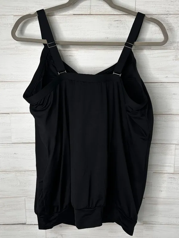 Lands End Womens Blouson Chlorine Resistant Tankini Swim Top in Black Size 16 - Image 5