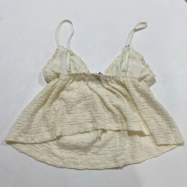Princess Polly Cream Textured Babydoll Tank Top Size 0 Coquette Boho Y2K - Image 4