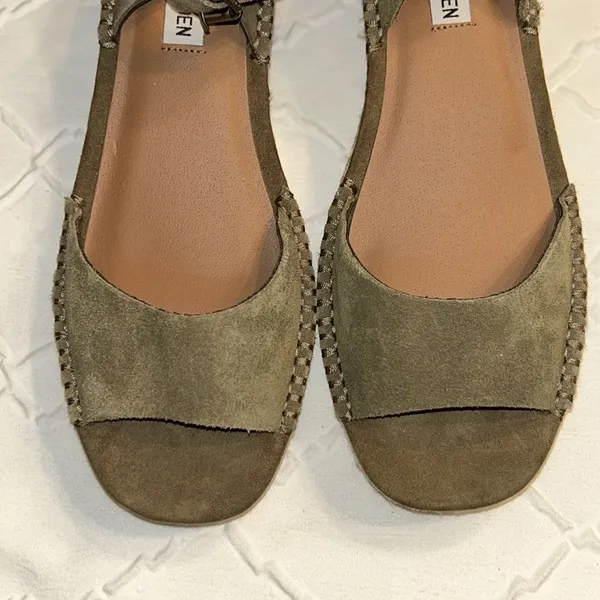 Steve Madden Green Suede/Leather Wedge Heel Open Toe Sandals (Size 8.5M) - Image 10