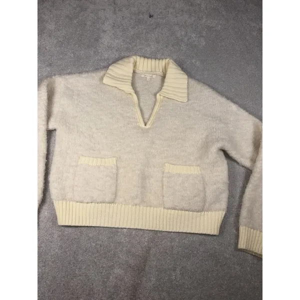 et clet sweater ivory collared patch pockets L‎ - Image 2