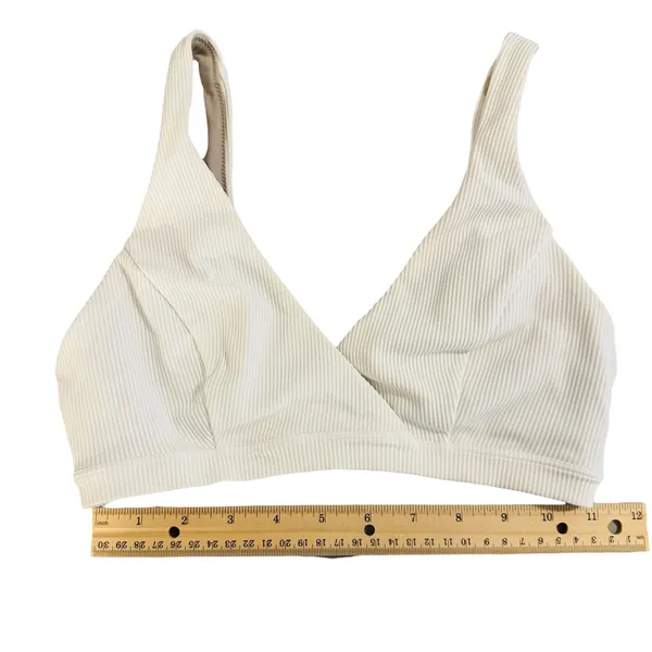 Lululemon Clear Waters Ribbed‎ Bikini Swim Top White Bralette Size 4 Est - Image 3