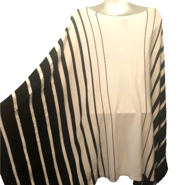Lauren Ralph Lauren Knit Sweater Poncho Cape One Size White & Black Batwing - Image 6