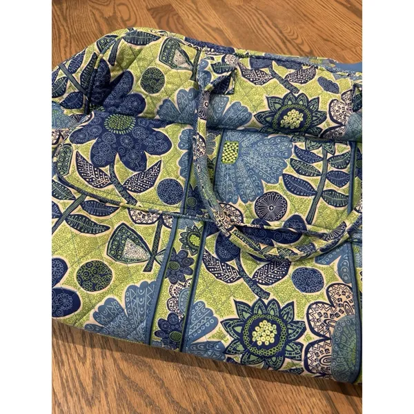 VERA‎ BRADLEY Iconic GRAND Weekender Travel Bag Daisy Doodle Green Blue Y2K - Image 2