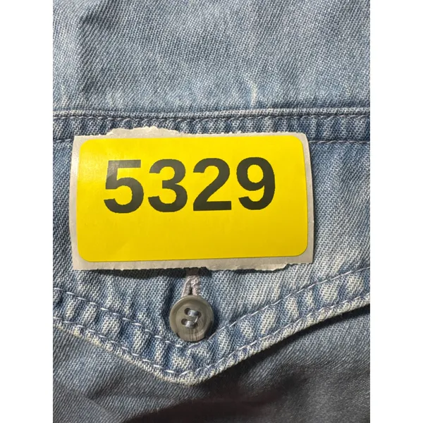 HEY MAN STYLE‎ AND SUBSTANCE Denim Hoodie Shirt Blue Washed Cotton Size L - Image 9