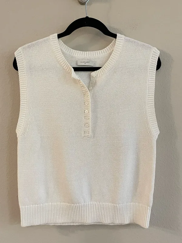 NUDE LUCY Marie Sleeveless Henley Knit Top Size Small - Image 3