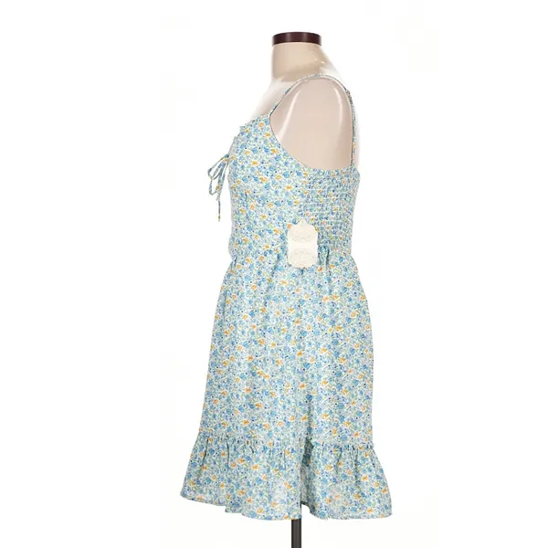 Altar'd State White Blue Eloise Floral Mini Dress Ruffle Hem Large Cottagecore - Image 6