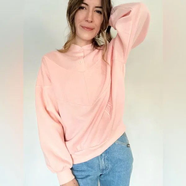 90s Vintage Choices From Gitano Pink Embroidered Crewneck Button Front Sweater - Image 9