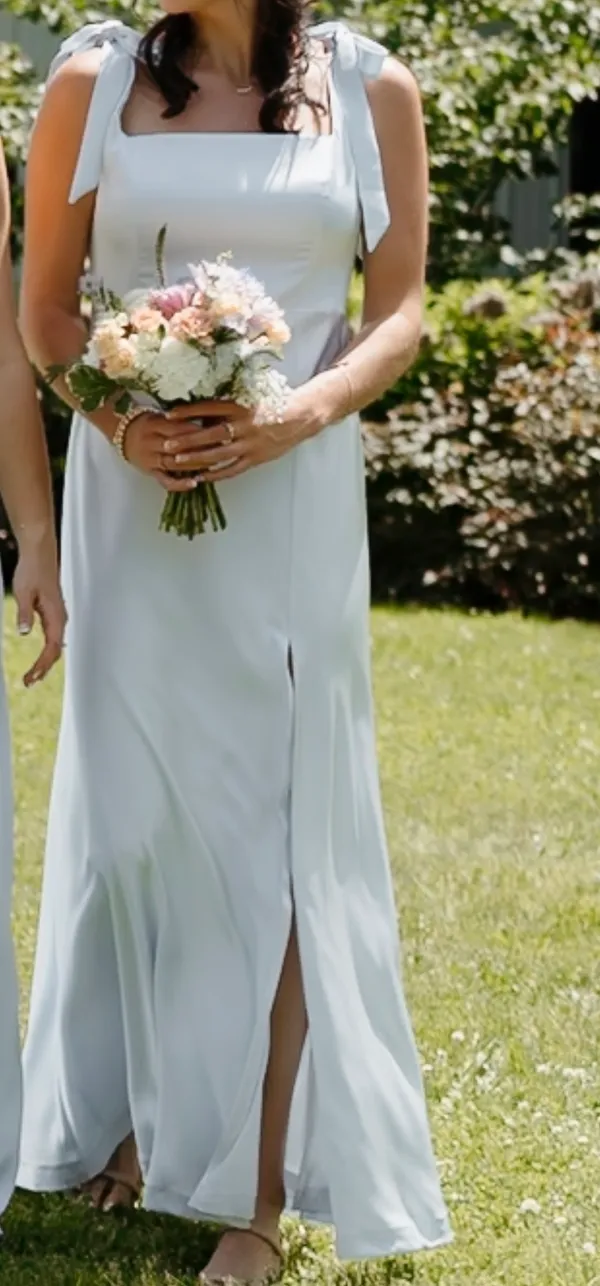Birdy Grey Alex Bridesmaid Dress Matte Satin Mist Blue - Image 3