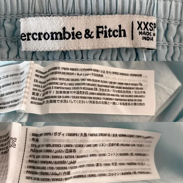 Abercrombie & Fitch Midi Dress XXS Blue Smocked Tiered New - Image 6