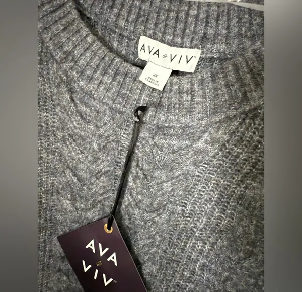NWT AVA & VIV 2X women’s gray sweater plus size 2X ✨ - Image 4
