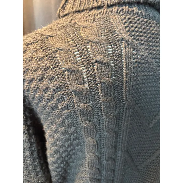 Windsor Black Cable Knit Turtleneck‎ Sweater Cropped Scallop Hem RN129619 Womens - Image 9
