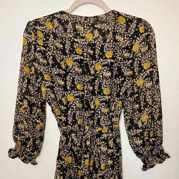 Lulus Black And Yellow Wrap Dress - Image 5