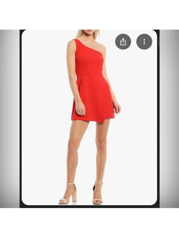 French connection Red One-Shoulder Spaghetti Strap Dress - Image 2