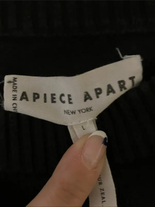 Apiece Apart Dewi Cotton Cashmere Blend Black Puff Sleeve Sweater Size Large - Image 3