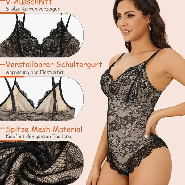 Gotoly Women's Bodysuit Lace Shapewear Deep V-Neck Jumpsuits Tummy Control Waist Trainer Sleeveless Camisole Body Shaper - Image 2