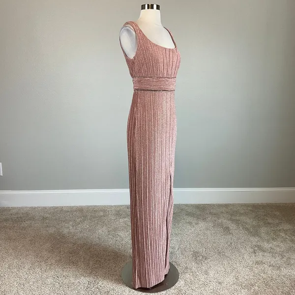Pink Metallic Beaded Column Gown Women's Size 4 Formal Dress - Image 4