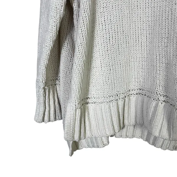 Aerie Chenille Knit Turtleneck Sweater Womens S White Oversized Cozy Slouchy - Image 3