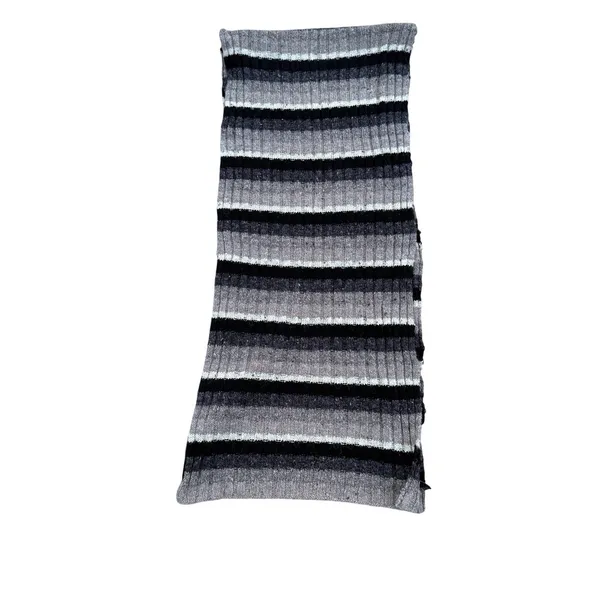 Vintage GAP Multicolor Striped 90s Grunge Scarf Wool Cotton Black‎ Tan Brown - Image 4