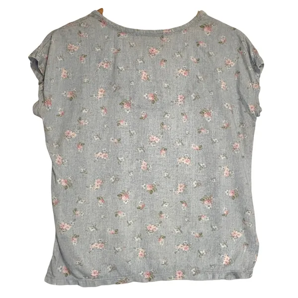 Lauren Ralph Lauren Sleep Top Womens S Blue Floral Short Sleeve Cotton Lounge - Image 8