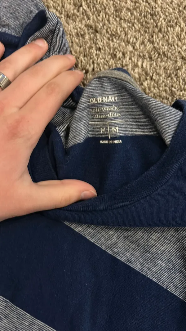 Old Navy Shirt Striped Navy Blue M - Image 2