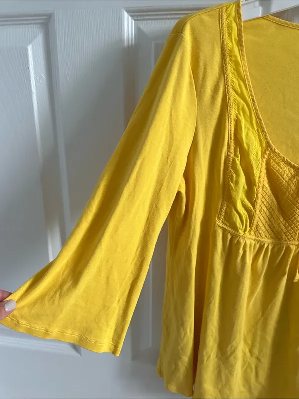 Women's VS Tee Shop Yellow Scoop Neck Peasant Top - Image 5