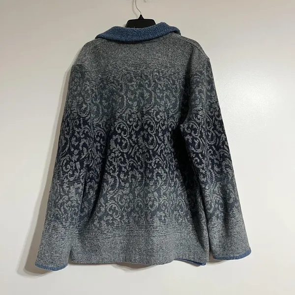 Vintage Mulberry Street‎ Wool Coat Jacket Womens XL Blue Tapestry Button Pockets - Image 9