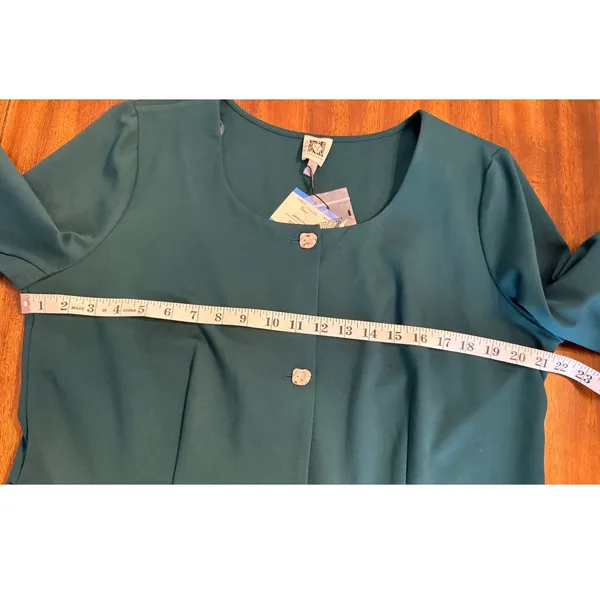 Anne Klein Womens Botanical Green Peplum Knit Jacket Gold Buttons XL NEW - Image 9