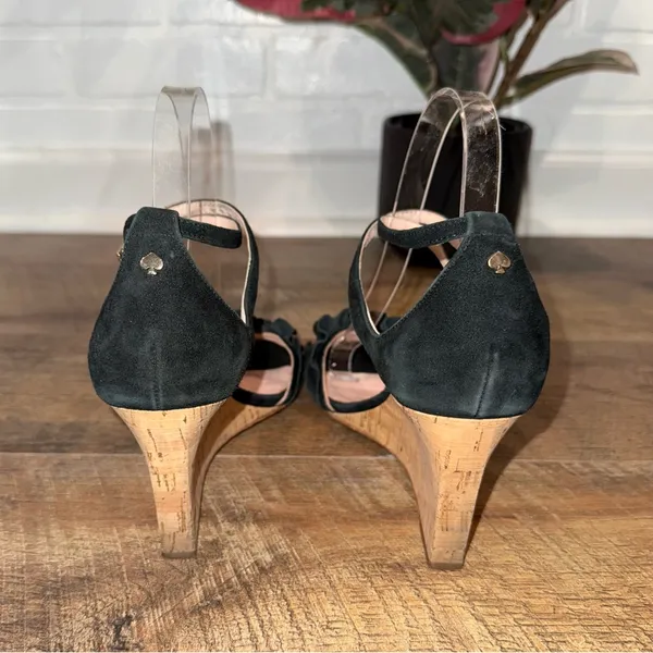 Kate Spade Black and Tan Cork Wedge Sandals - Image 6