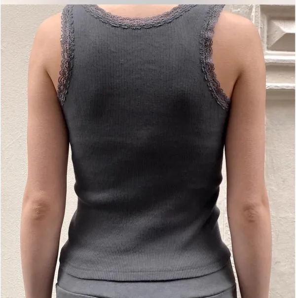 Brandy Melville Ronnie Gray Lace Tank - Image 3