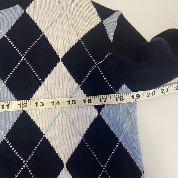 Brandy Melville Blue White Argyle Bernadette‎ Sweater Preppy Y2K Academia 90s - Image 7