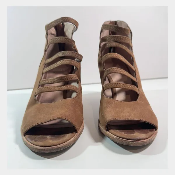 Eileen Fisher Vero Cucio Ankle Boots‎ Sz 7.5 Strappy Peep Toe Western Cowgirl - Image 6