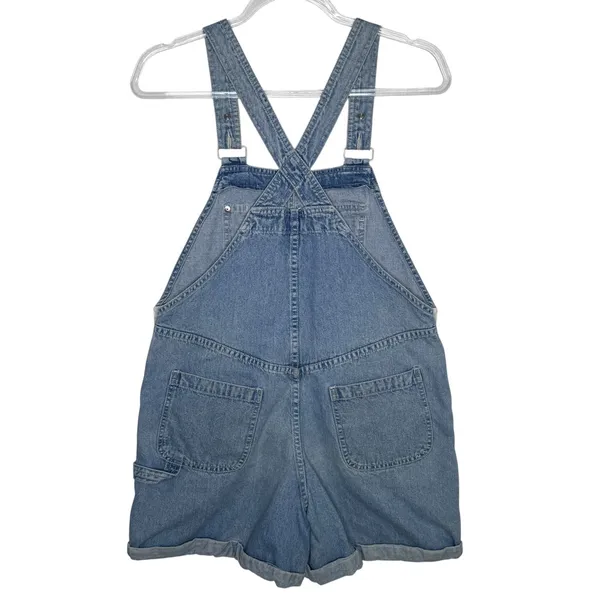 1990s Gap Denim Shortalls Overalls Light Wash Blue Made In Hong Kong Cotton M - Image 3