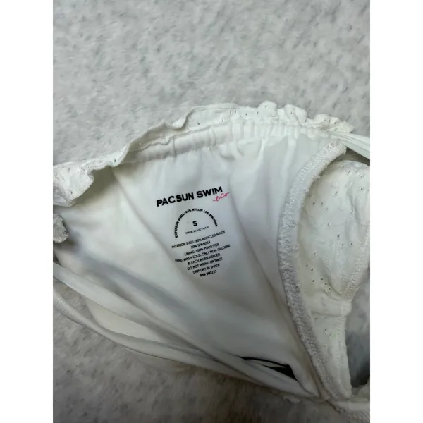 PacSun Eco White Eyelet Ruffle Strappy‎ Bikini Bottom Small NEW - Image 5