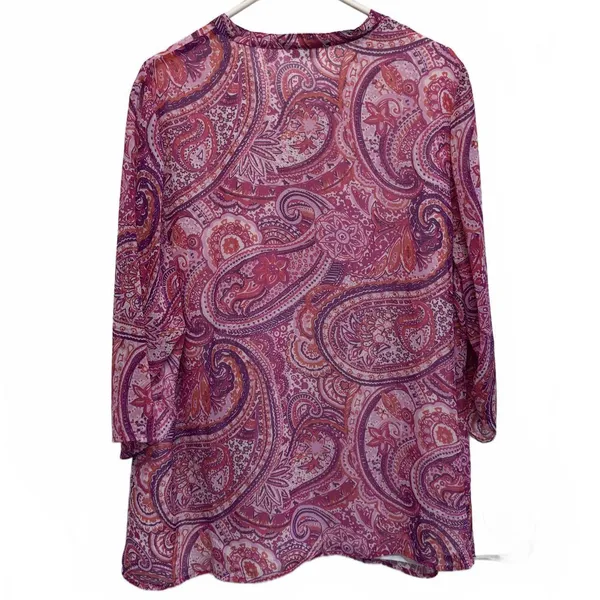 Liz Claiborne Pink and Purple Paisley Print Blouse Plus Size 2X - Image 2