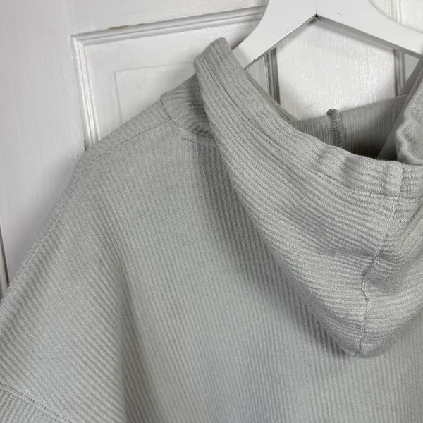 Aerie Sage Pale Green Ribbed Cropped Hooded Sweatshirt Drawstring W2212 Sz XL - Image 8