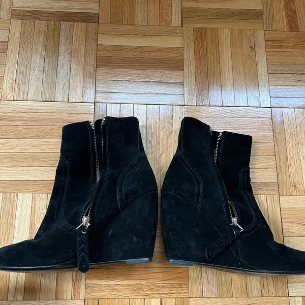 Joie Oakley Black Suede Wedge Booties - Image 7