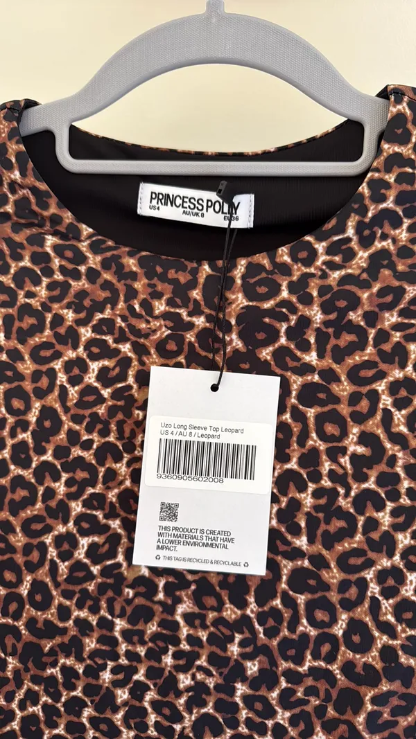 Princess Polly Cheetah Long Sleeve Top Open Back - Image 3