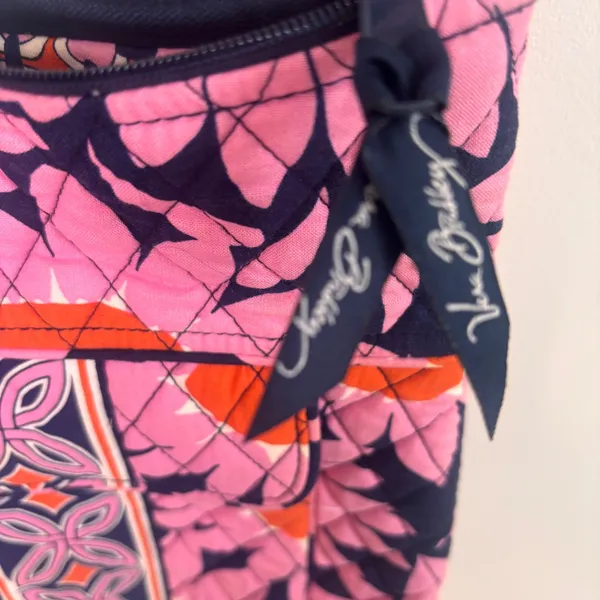 Vera Bradley Purse Crossbody‎ Blue Pink Floral Quilted Zip - Image 9