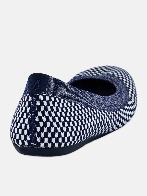 Allbirds Women Tree Breezer Slip On Shoes Navy and White Knit Ballet - Image 2