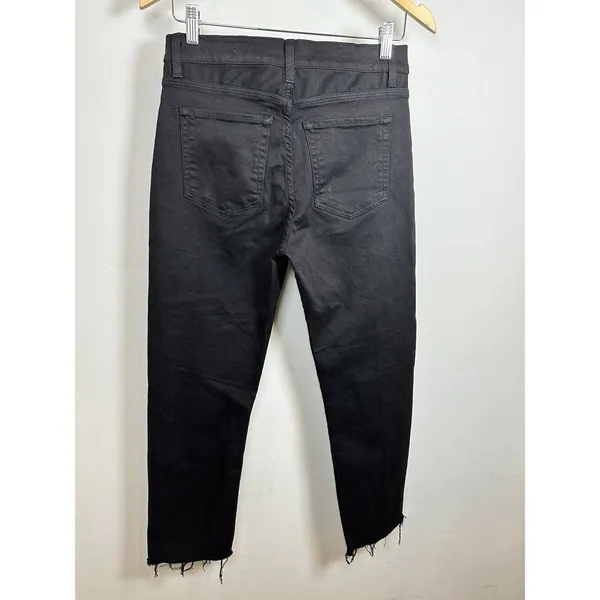 BLDWN Jeans Women 28 Black Vintage Straight Raw Hem Denim 24DU221008 - Image 6