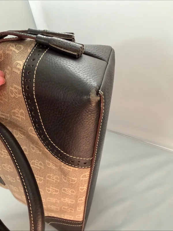Dooney & Bourke Tan and Brown Logo Dome Satchel - Image 7