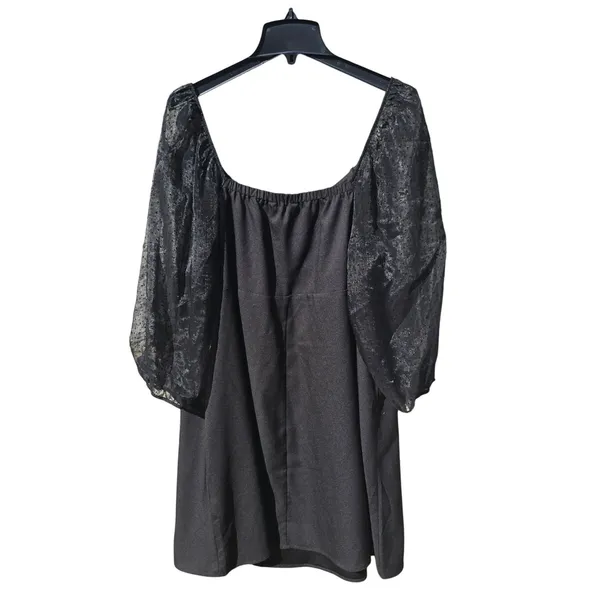 Banana Republic‎ 15Y NWT Black Sheer Dot Mesh Balloon Sleeve Mini Dress XL - Image 4