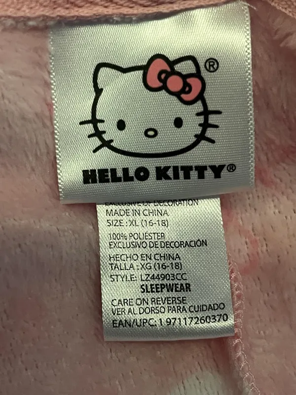 Hello Kitty One Piece Pajamas Womens XL Pink Hooded Fleece One-piece Sleepwear - Image 11