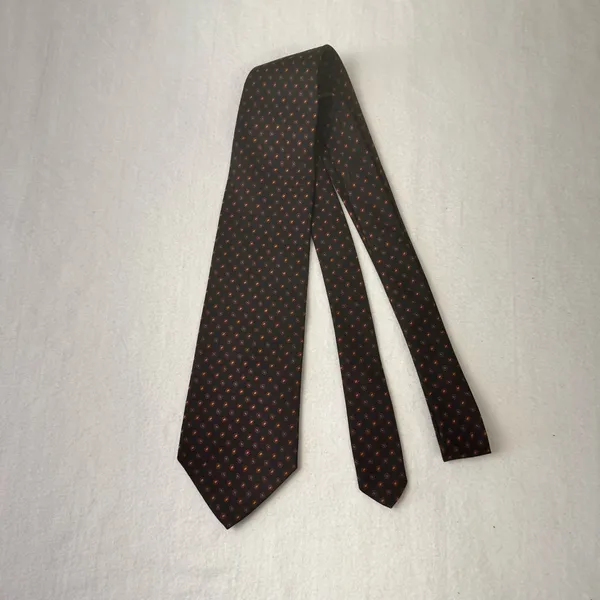 Vintage Brooks Brothers Makers England Men's Tie Silk Brown Geometric Necktie - Image 4